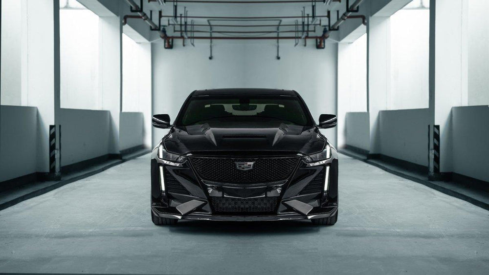 Cadillac CT5 CT5-V Sport Premium Luxury Base 2020 2021 2022 2023 2024 with Aftermarket Parts - "PRISM" Front Bumper & Front Lip Carbon Fiber / FRP from Robot Craftsman