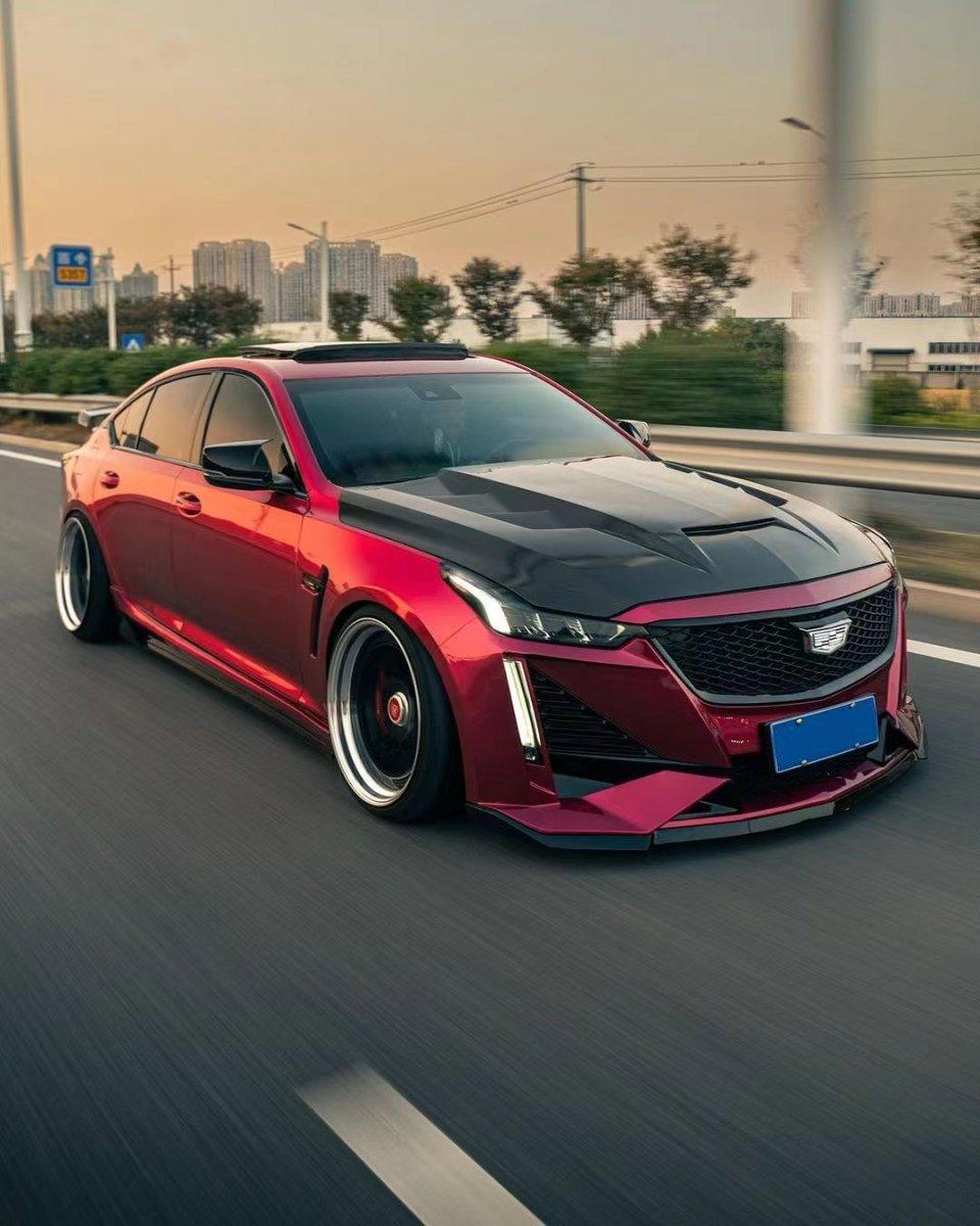 Cadillac CT5 CT5-V Sport Premium Luxury Base 2020 2021 2022 2023 2024 with Aftermarket Parts - "PRISM" Front Bumper & Front Lip Carbon Fiber / FRP from Robot Craftsman