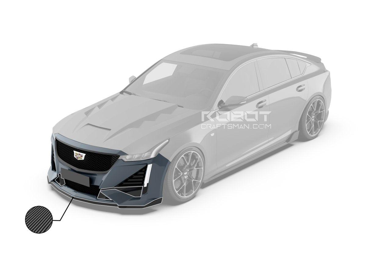 Cadillac CT5 CT5-V Sport Premium Luxury Base 2020 2021 2022 2023 2024 with Aftermarket Parts - "PRISM" Front Bumper & Front Lip Carbon Fiber / FRP from Robot Craftsman