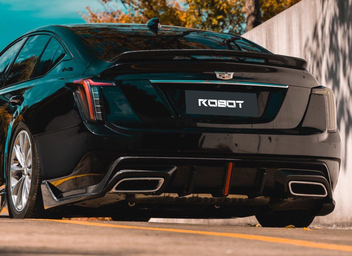 Cadillac CT5 CT5-V Blackwing Sport Premium Luxury Base 2020 2021 2022 2023 2024 with Aftermarket Parts - "PRISM" Rear Bumper & Diffuser Carbon Fiber / FRP from Robot Craftsman