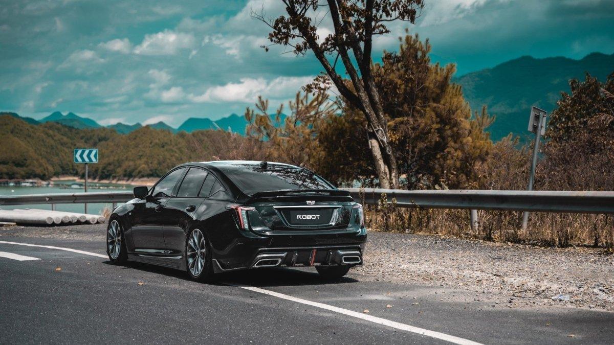 Cadillac CT5 CT5-V Blackwing Sport Premium Luxury Base 2020 2021 2022 2023 2024 with Aftermarket Parts - "PRISM" Rear Bumper & Diffuser Carbon Fiber / FRP from Robot Craftsman