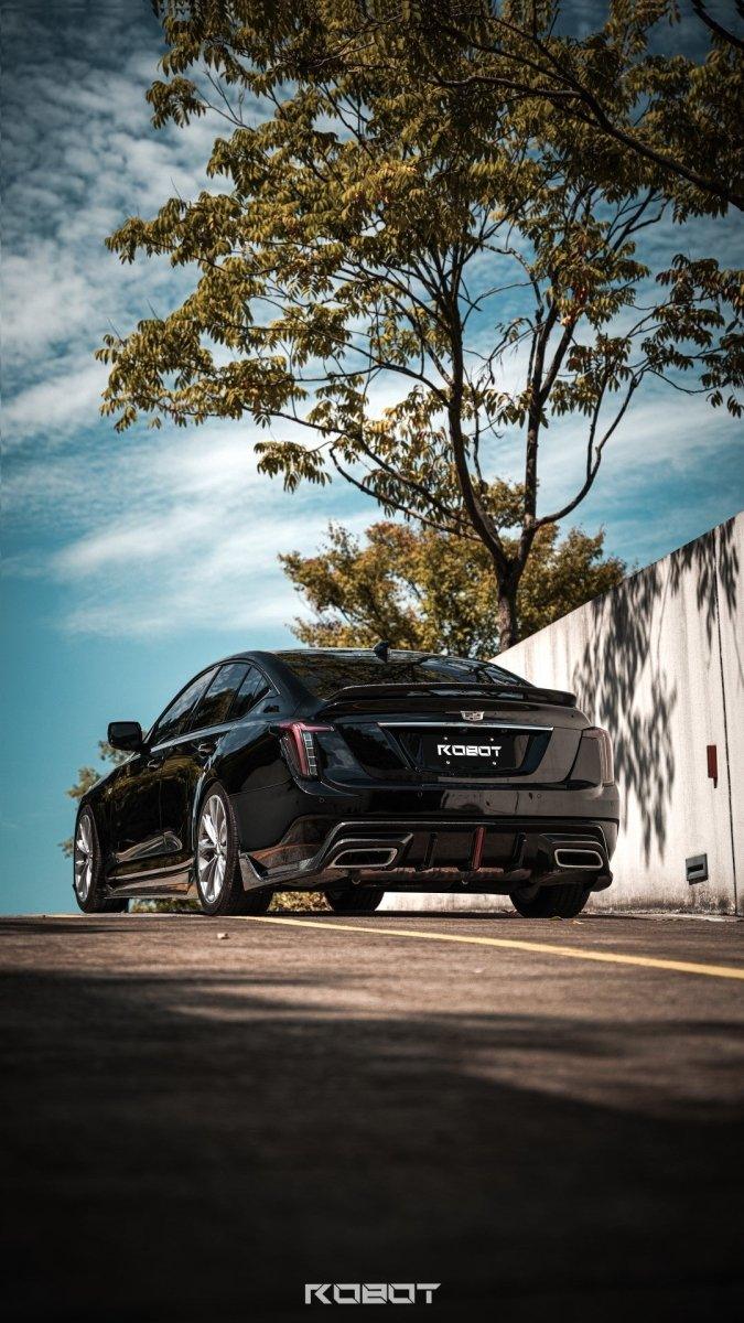 Cadillac CT5 CT5-V Blackwing Sport Premium Luxury Base 2020 2021 2022 2023 2024 with Aftermarket Parts - "PRISM" Rear Ducktail Spoiler Carbon Fiber / FRP from Robot Craftsman