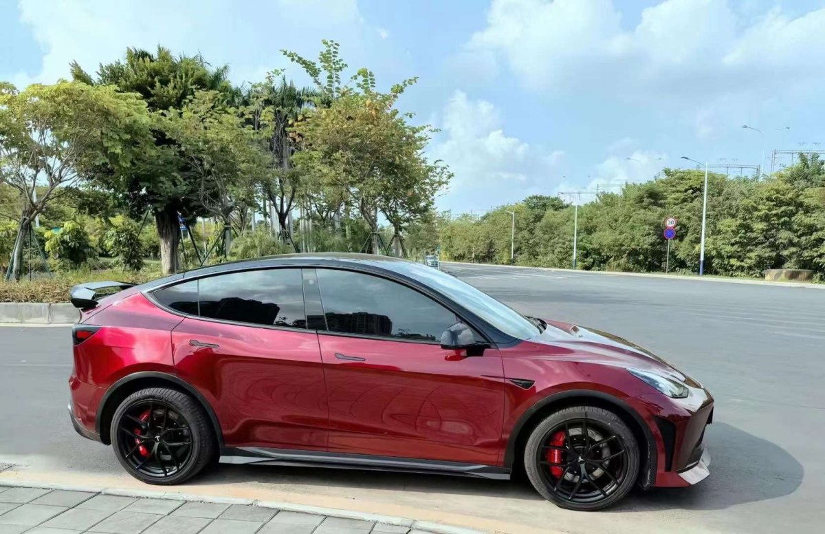 Tesla Model Y Performance AWD Long Range RWD Standard 2020 2021 2023 2024 with Aftermarket Parts - "STARSHIP" Rear Spoiler Wing Carbon Fiber / FRP from Robot Craftsman