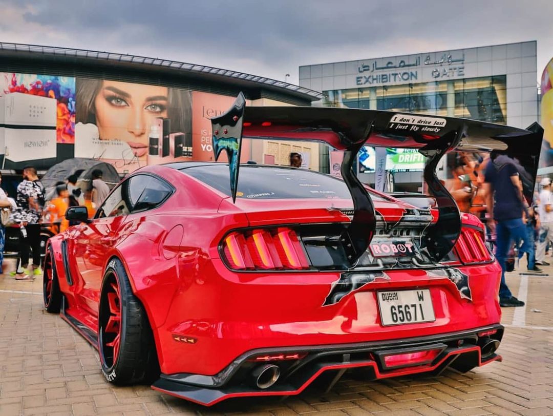 Ford Mustang Ecoboost V6 GT March1 Bullitt S550.1 S550.2 2015-2023 (note: dual exhaust tips) with Aftermarket Parts - "STORM" Rear Diffuser Carbon Fiber / FRP from Robot Craftsman