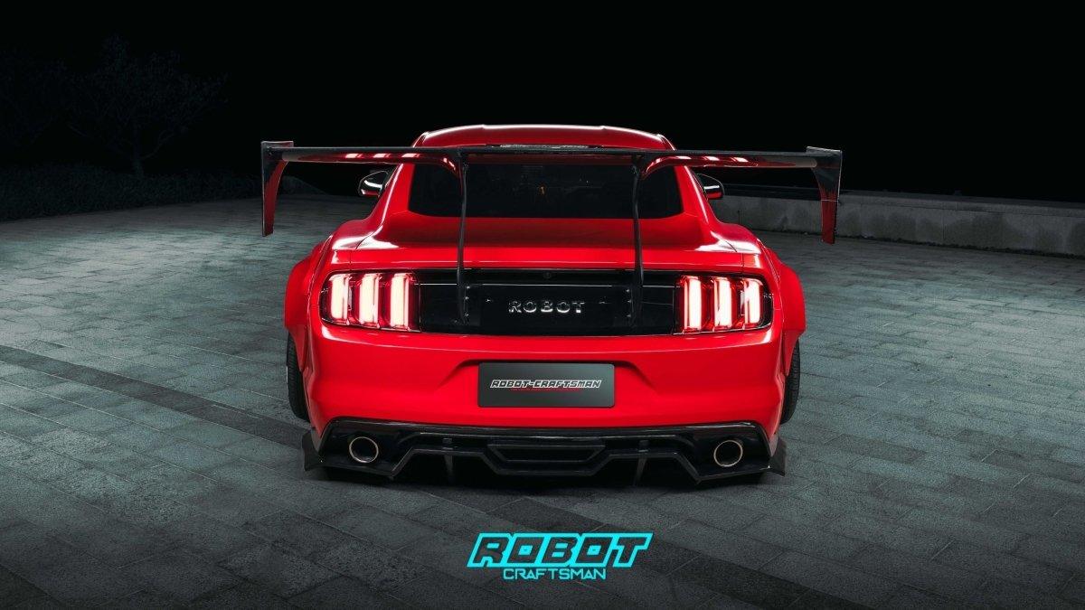 Ford Mustang Ecoboost V6 GT March1 Bullitt S550.1 S550.2 2015-2023 (note: dual exhaust tips) with Aftermarket Parts - "STORM" Rear Diffuser Carbon Fiber / FRP from Robot Craftsman