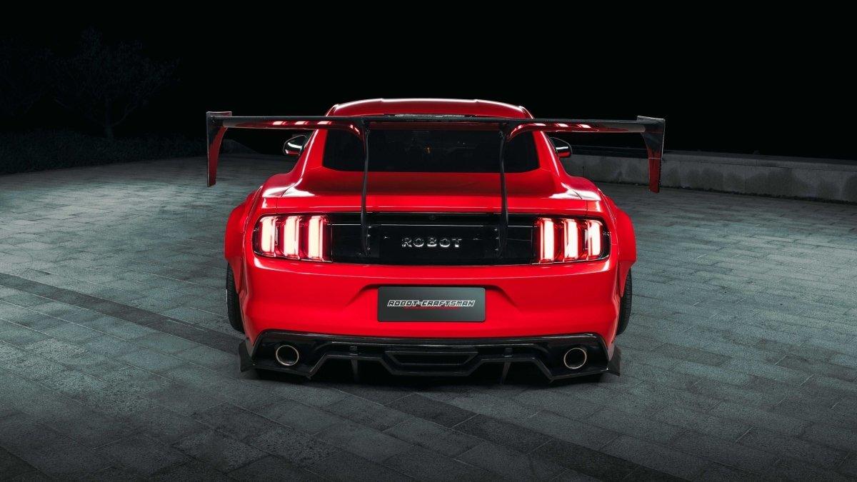 Ford Mustang Ecoboost V6 GT March1 Bullitt S550.1 S550.2 2015-2023 (note: dual exhaust tips) with Aftermarket Parts - "STORM" Rear Diffuser Carbon Fiber / FRP from Robot Craftsman