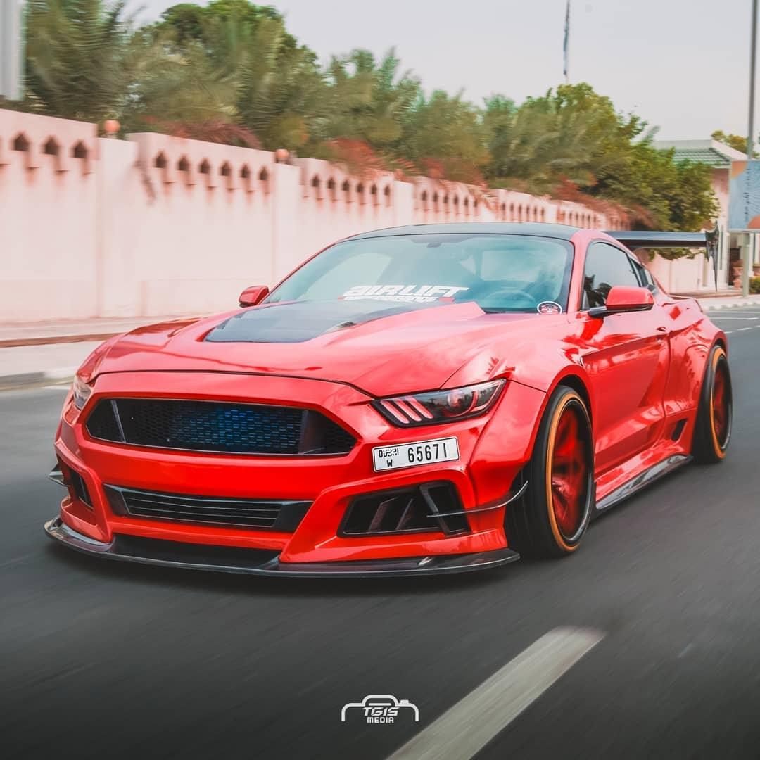 Ford Mustang Ecoboost V6 GT March1 Bullitt S550.1 S550.2 2015 2016 2017 2018 2019 2020 2021 2022 2023 with Aftermarket Parts - STORM Front Bumper Canards Carbon Fiber/FRP from Robot Craftsman