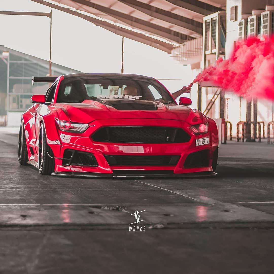 Ford Mustang Ecoboost V6 GT March1 Bullitt S550.1 S550.2 2015 2016 2017 2018 2019 2020 2021 2022 2023 with Aftermarket Parts - STORM Front Bumper Canards Carbon Fiber/FRP from Robot Craftsman