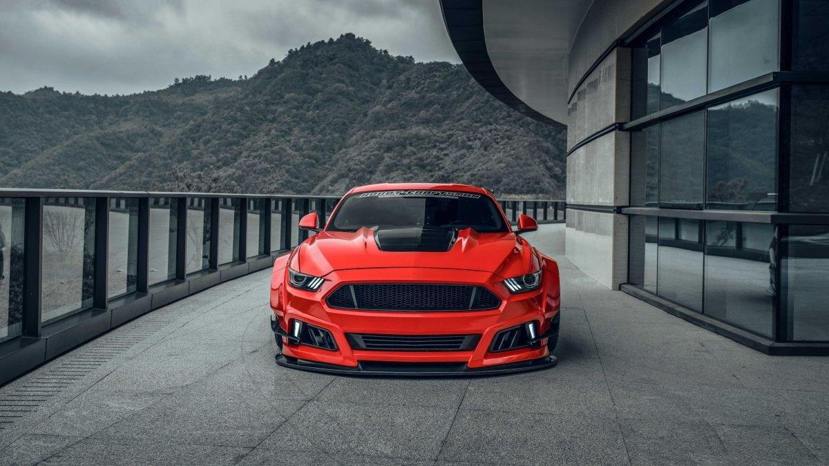Ford Mustang Ecoboost V6 GT March1 Bullitt S550.1 S550.2 2015 2016 2017 2018 2019 2020 2021 2022 2023 with Aftermarket Parts - STORM Front Bumper Canards Carbon Fiber/FRP from Robot Craftsman