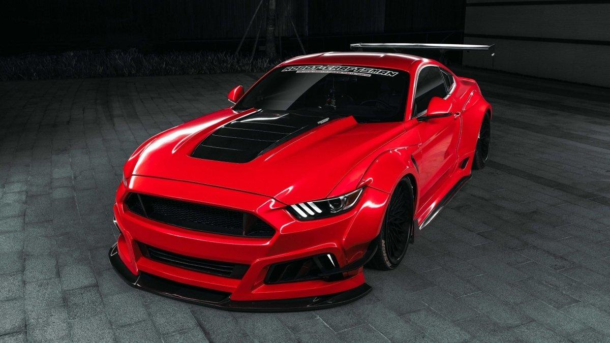 Ford Mustang Ecoboost V6 GT March1 Bullitt S550.1 S550.2 2015 2016 2017 2018 2019 2020 2021 2022 2023 with Aftermarket Parts - STORM Front Bumper Canards Carbon Fiber/FRP from Robot Craftsman