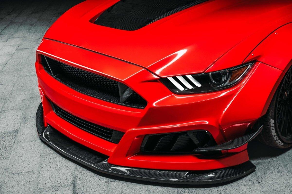 Ford Mustang Ecoboost V6 GT March1 Bullitt S550.1 S550.2 2015 2016 2017 2018 2019 2020 2021 2022 2023 with Aftermarket Parts - STORM Front Bumper Canards Carbon Fiber/FRP from Robot Craftsman