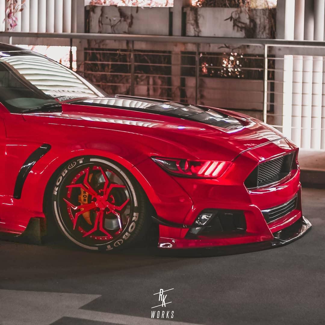 Ford Mustang Ecoboost V6 GT March1 Bullitt S550.1 S550.2 2015 2016 2017 2018 2019 2020 2021 2022 2023 with Aftermarket Parts - STORM Front Bumper Canards Carbon Fiber/FRP from Robot Craftsman