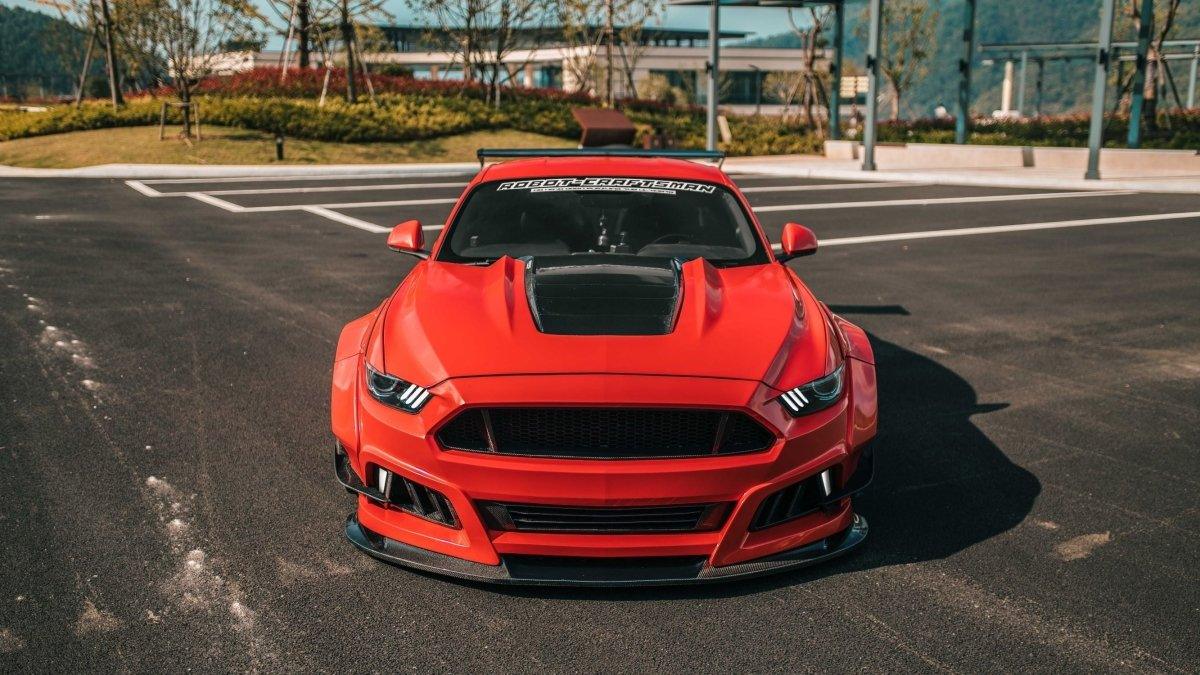 Ford Mustang Ecoboost V6 GT March1 Bullitt S550.1 S550.2 2015 2016 2017 2018 2019 2020 2021 2022 2023 with Aftermarket Parts - STORM Front Bumper Canards Carbon Fiber/FRP from Robot Craftsman