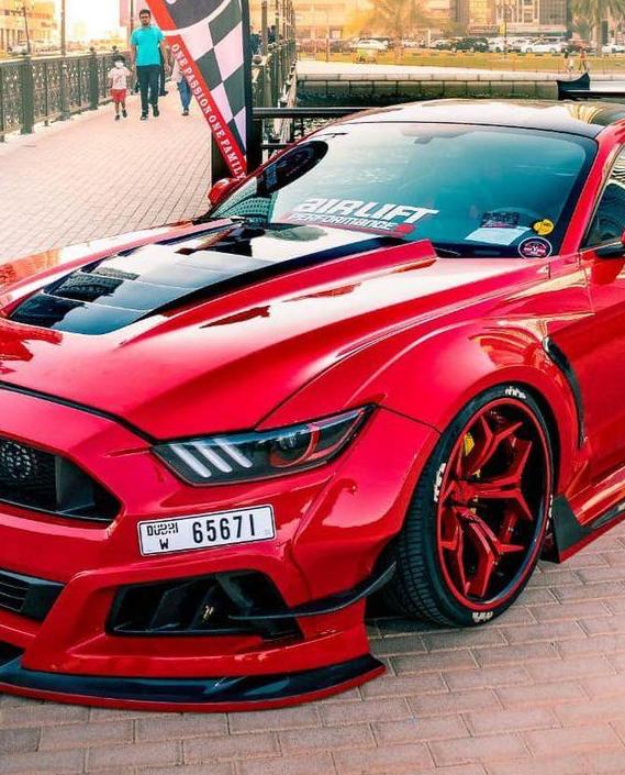 Ford Mustang Ecoboost V6 GT March1 Bullitt S550.1 S550.2 2015 2016 2017 2018 2019 2020 2021 2022 2023 with Aftermarket Parts - STORM Front Bumper Canards Carbon Fiber/FRP from Robot Craftsman