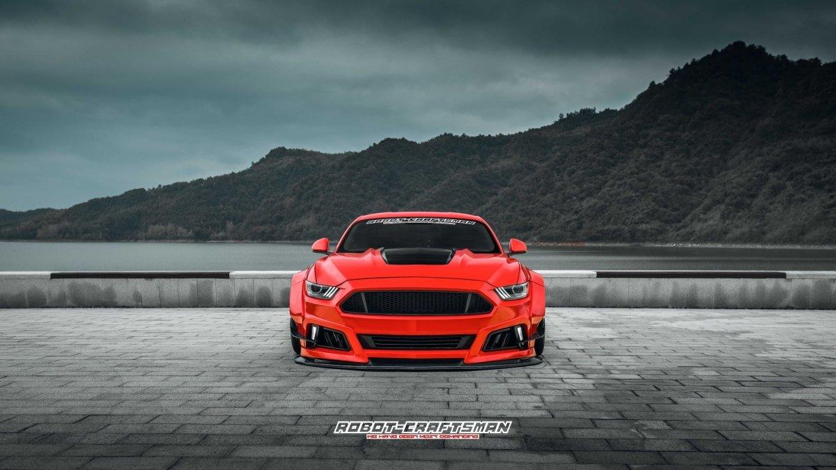 Ford Mustang Ecoboost V6 GT March1 Bullitt S550.1 S550.2 2015 2016 2017 2018 2019 2020 2021 2022 2023 with Aftermarket Parts - STORM Front Bumper Canards Carbon Fiber/FRP from Robot Craftsman