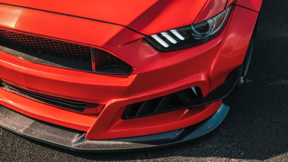 Ford Mustang Ecoboost V6 GT March1 Bullitt S550.1 S550.2 2015 2016 2017 2018 2019 2020 2021 2022 2023 with Aftermarket Parts - STORM Front Bumper Canards Carbon Fiber/FRP from Robot Craftsman