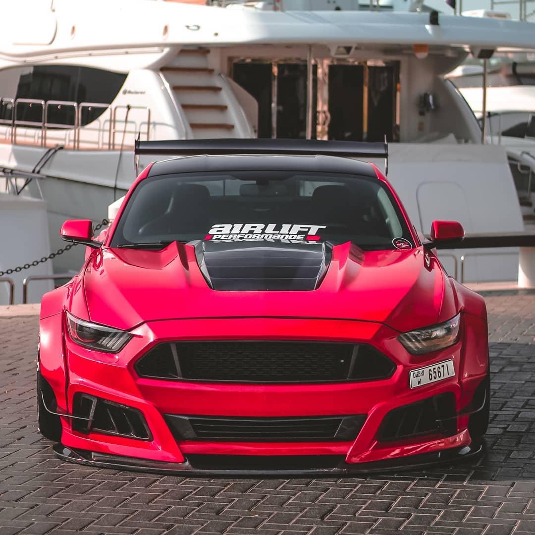 Ford Mustang Ecoboost V6 GT S550.1 2015 2016 2017 & Mustang Ecoboost V6 GT March1 Bullitt S550.2 2018 2019 2020 2021 2022 2023 with Aftermarket Parts - "STORM" Widebody Fender Flares Wheel Arches & Side Skirts Carbon Fiber / FRP from Robot Craftsman