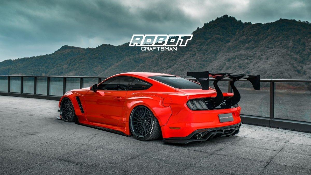 Ford Mustang Ecoboost V6 GT S550.1 2015 2016 2017 & Mustang Ecoboost V6 GT March1 Bullitt S550.2 2018 2019 2020 2021 2022 2023 with Aftermarket Parts - "STORM" Widebody Fender Flares Wheel Arches & Side Skirts Carbon Fiber / FRP from Robot Craftsman