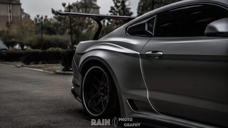 Ford Mustang Ecoboost V6 GT S550.1 2015 2016 2017 & Mustang Ecoboost V6 GT March1 Bullitt S550.2 2018 2019 2020 2021 2022 2023 with Aftermarket Parts - "STORM" Widebody Fender Flares Wheel Arches & Side Skirts Carbon Fiber / FRP from Robot Craftsman