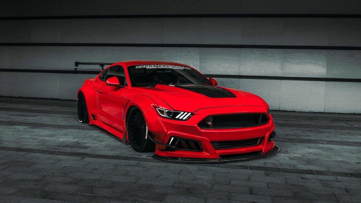 Ford Mustang Ecoboost V6 GT S550.1 2015 2016 2017 & Mustang Ecoboost V6 GT March1 Bullitt S550.2 2018 2019 2020 2021 2022 2023 with Aftermarket Parts - "STORM" Widebody Fender Flares Wheel Arches & Side Skirts Carbon Fiber / FRP from Robot Craftsman