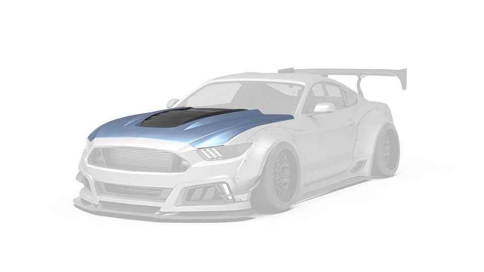 Ford Mustang Ecoboost V6 GT S550.1 2015 2016 2017 with Aftermarket Parts - STORM Hood Bonnet Carbon Fiber / FRP from Robot Craftsman