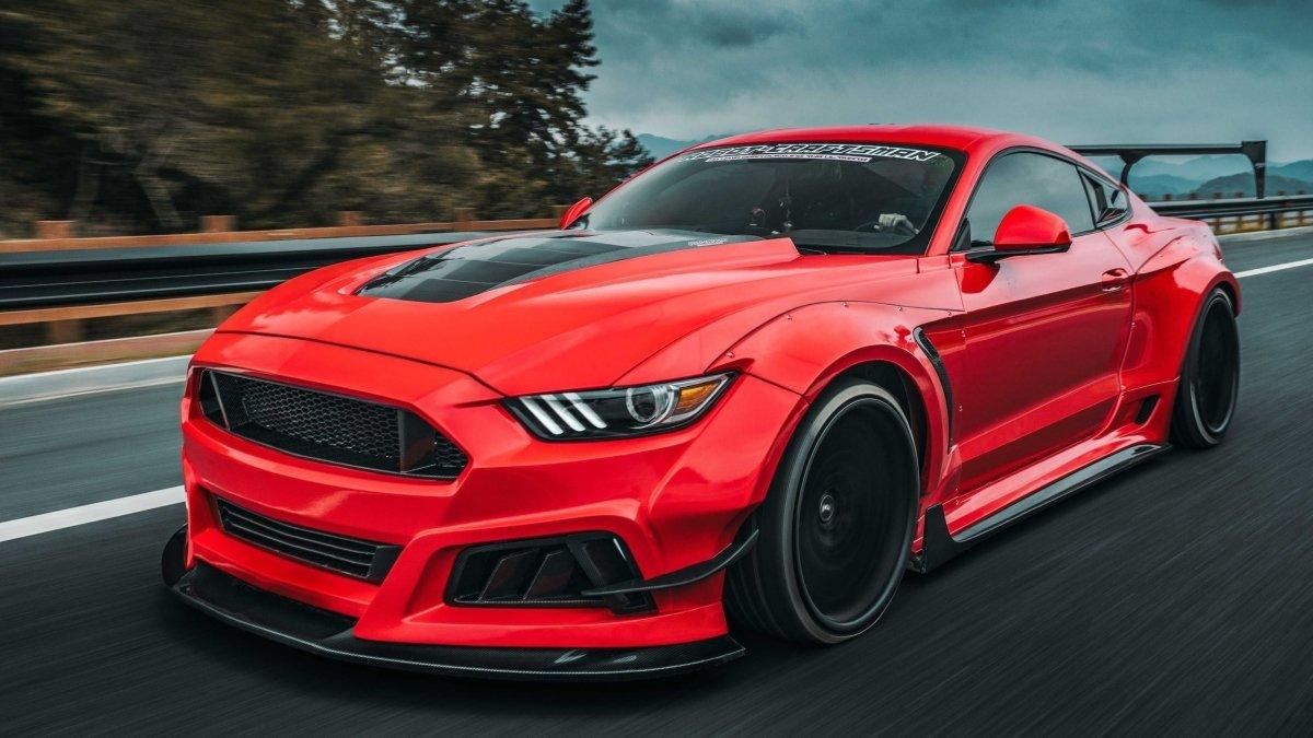 Ford Mustang Ecoboost V6 GT S550.1 2015 2016 2017 with Aftermarket Parts - STORM Hood Bonnet Carbon Fiber / FRP from Robot Craftsman