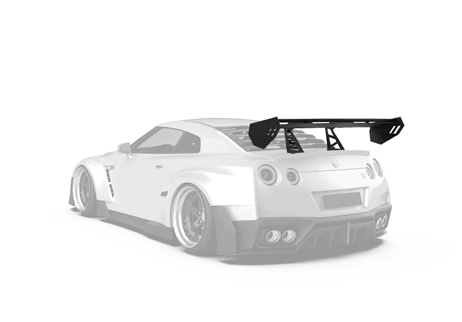 Nissan GTR Nismo T-Spec Black Edition Track Edition Premium Pure CBA DBA EBA 2008 2009 2010 2011 2012 2013 2014 2015 2016 2017 2018 2019 2020 2021 2022 2023 2024 with Aftermarket Parts - "Godzilla" Swan Neck Thor GT Wing Carbon Fiber / FRP from Robot Craftsman