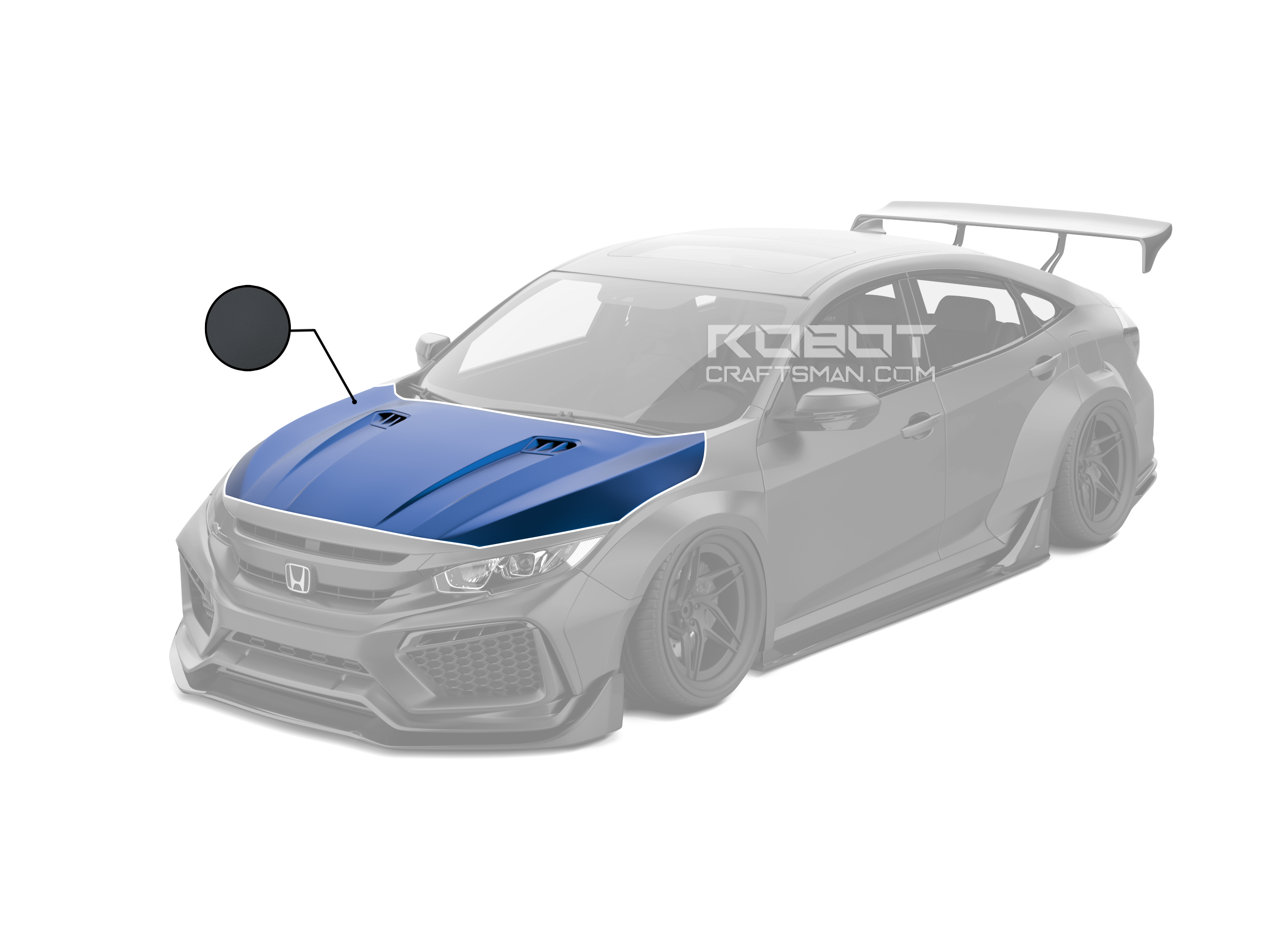 ROBOT CRAFTSMAN Carbon Fiber Hood Bonnet For Honda Civic 10th Gen Sedan Coupe SI FK7 Hatchback