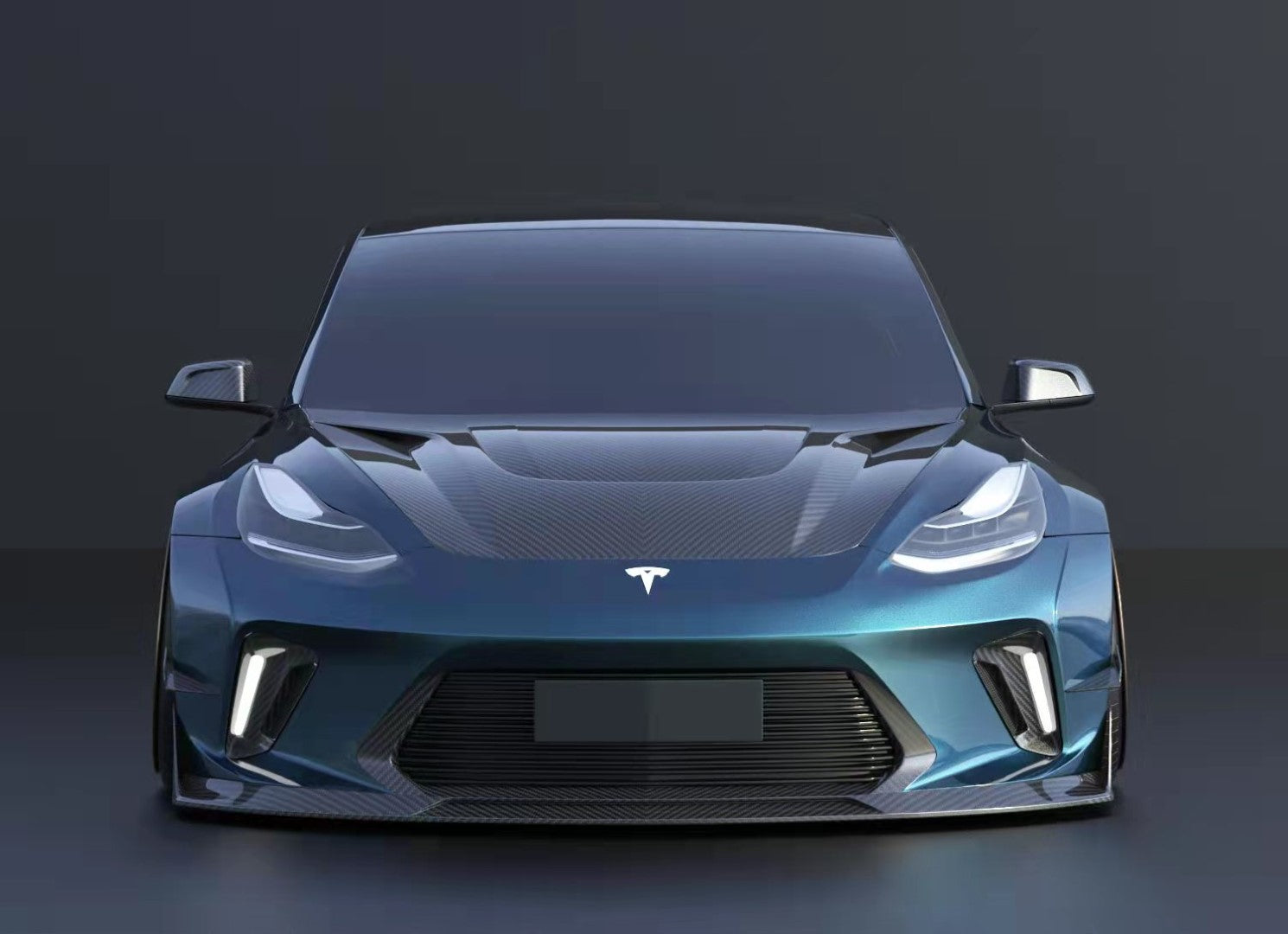 Robot Craftsman "HACKER"  Widebody Front Bumper & Front Lip For Tesla Model 3