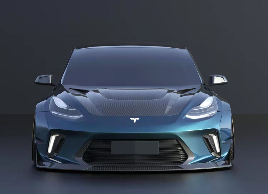 Hacker Widebody Front Bumper And Front Lip For Tesla Model 3 Robot