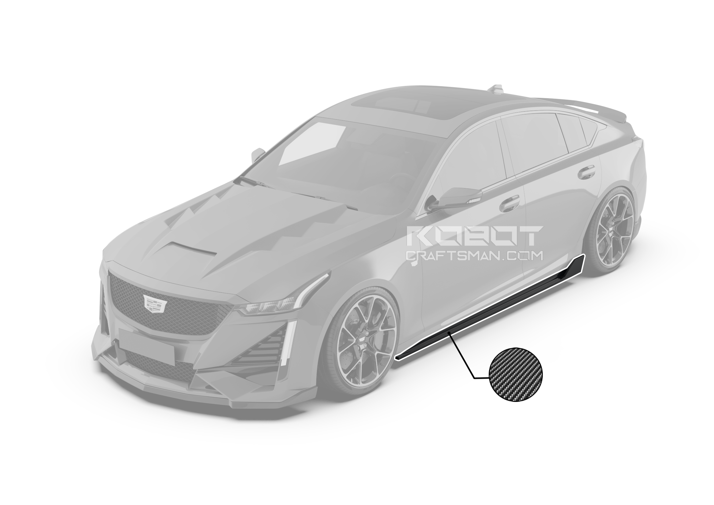 ROBOT CRAFTSMAN "PRISM" Side Skirts Extensions For Cadillac CT5 FRP or Carbon Fiber